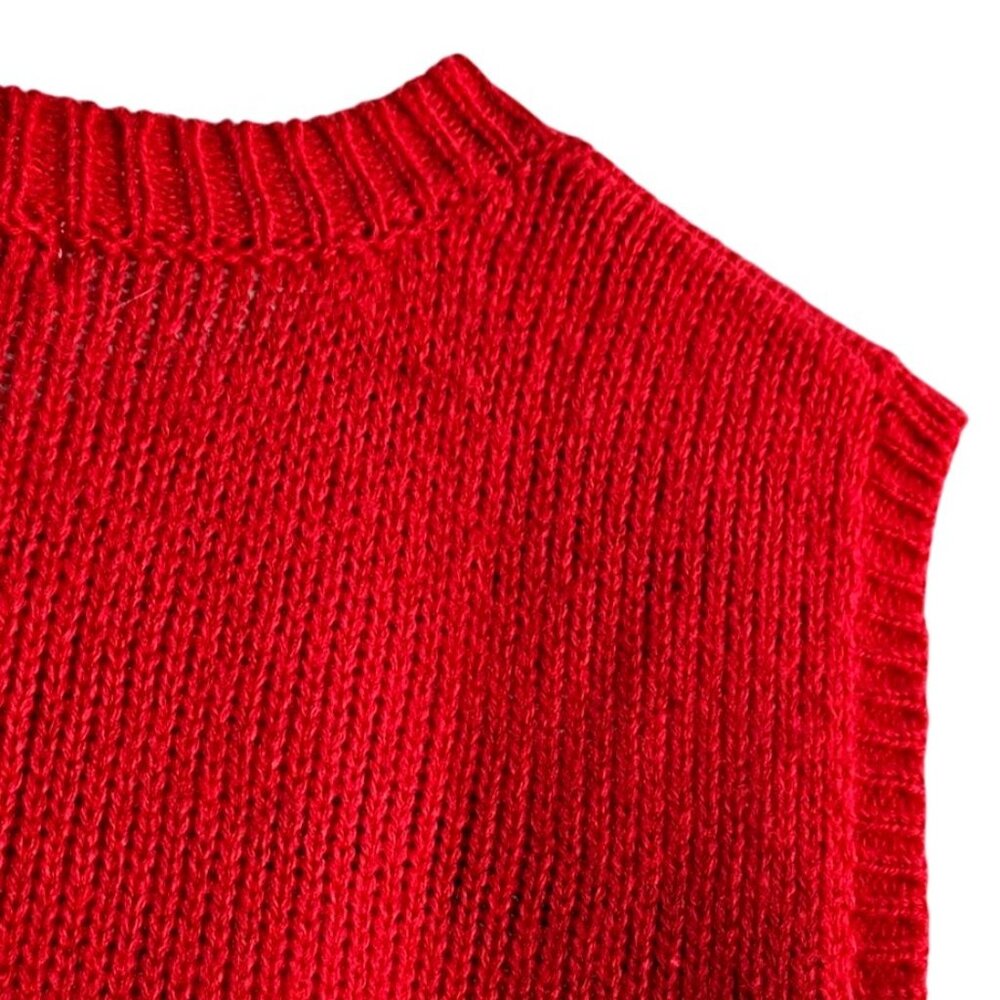 Vintage Scottie Knit Vest 1980s Red Black White Novelty Sweater Campus Casuals - Picture 10 of 16